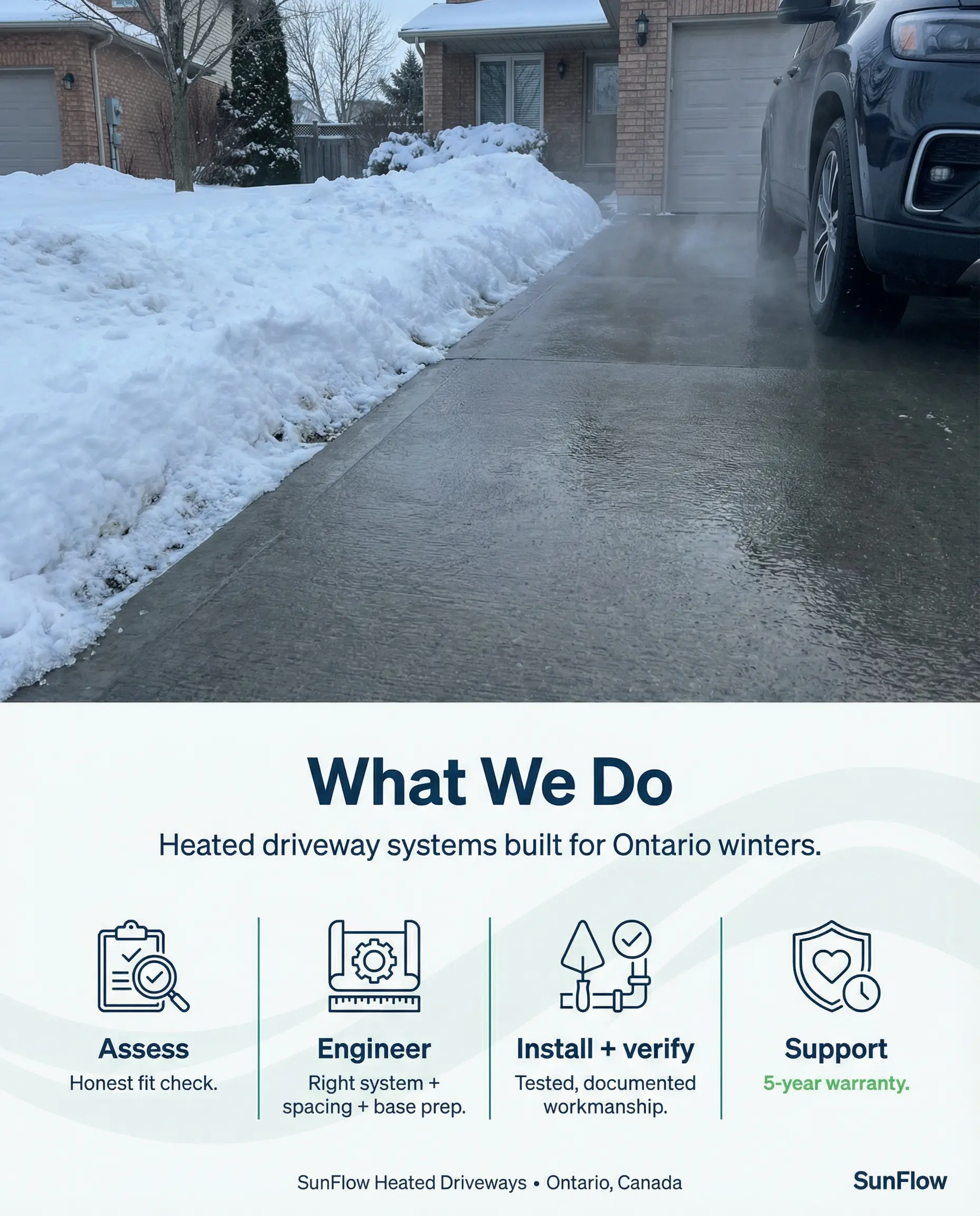 SunFlow Heated Driveways team working in Ontario, representing the story behind how the company was built